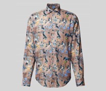 Casual Modern Fit Leinenhemd mit Allover-Muster Modell 'GRAHAM'