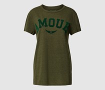 T-Shirt mit Flockprint Modell 'WALK AMOUR'