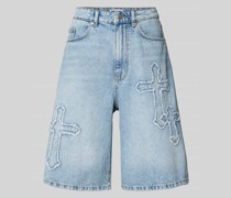 Baggy Fit Jeansshorts mit Knopf- und Reißverschluss