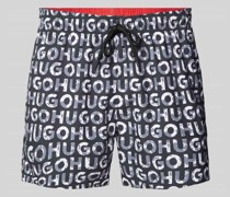 Badehose mit Allover-Label-Print Modell 'TORTUGA'