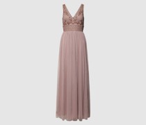 Abendkleid mit Perlen- und Ziersteinbesatz