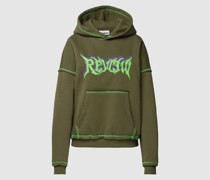 Hoodie mit kontrastivem Label-Stitching