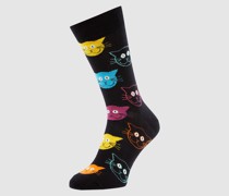 Socken mit Allover-Muster Modell 'CAT'