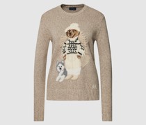 Strickpullover mit Label-Print Modell 'BEAR'