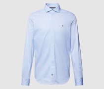 Slim Fit Business-Hemd mit Allover-Muster und Logo-Stitching