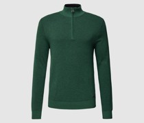 Strickpullover mit Troyer-Kragen und Reißverschluss