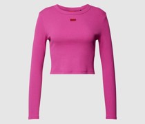 Cropped Longsleeve mit Label-Patch