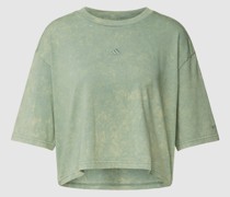 Cropped T-Shirt mit Label-Stitching