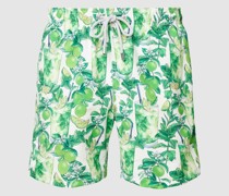 Badehose mit Label-Patch Modell 'GUSTAVIA'