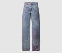 Mid Waist Straight Fit Jeans aus reiner Baumwolle