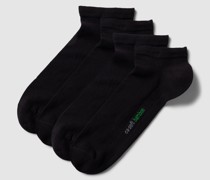 Sneakersocken mit Label-Detail im 4er-Pack Modell 'bamboo'