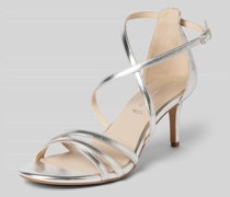 Sandalette im Metallic-Look mit Pfennigabsatz