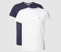 Slim Fit T-Shirt mit Label-Stitching im 2er-Pack