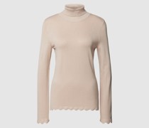 Rollkragenpullover aus Viskose-Mix mit Wellensaum