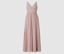 Abendkleid aus Chiffon mit floralen Stickereien