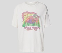 T-Shirt mit Motiv- und Statement-Print