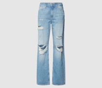 Jeans mit Label-Patch aus Leder