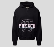 Oversized Sweatjacke mit Label-Print