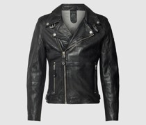Lederjacke mit Reißverschlusstaschen Modell 'Mavric'