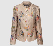 Blazer aus reinem Leinen mit Maokragen