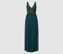 Abendkleid mit Perlen- und Ziersteinbesatz