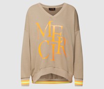 Sweatshirt mit Statement-Print Modell 'MERCI'
