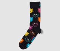 Socken mit Allover-Muster Modell 'Cat'