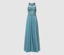 Abendkleid mit floralen Stickereien