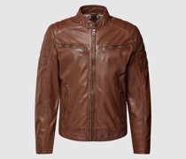 Lederjacke mit Reißverschlusstaschen Modell 'Derry'