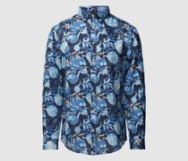 Regular Fit Leinenhemd mit floralem Allover-Print