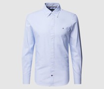 Slim Fit Business-Hemd mit Label-Stitching Modell 'SOLID OXFORD'