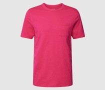 T-Shirt in melierter Optik mit Brusttasche