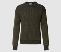 Strickpullover in Two-Tone-Machart Modell 'Crew pullover'