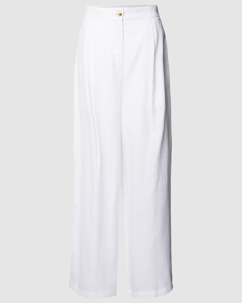 Armani Exchange Damen Leinenhose mit Knopf- und Reißverschluss