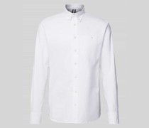 Slim Fit Business-Hemd mit Button-Down-Kragen