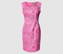 Knielanges Kleid aus Leinen mit Allover-Muster