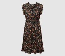 Knielanges Kleid aus Viskose mit V-Ausschnitt