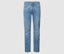Tapered Fit Jeans aus Baumwolle mit Label-Patch Modell 'Lyon'