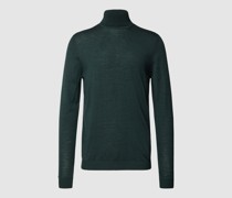 Rollkragenpullover aus Schurwolle mit gerippten Abschlüssen