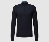 Strickpullover mit Troyer-Kragen und Reißverschluss