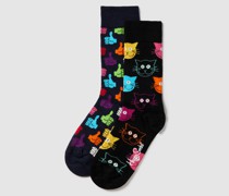 Socken mit Allover-Muster Modell 'Cat'