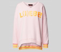 Sweatshirt mit Statement-Print Modell 'L(I)EBE' in neon rosa