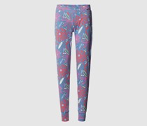Slim Fit Pyjama-Hose mit floralem Allover-Print