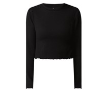 Cropped Pullover mit Muschelsaum Modell 'Kitty'