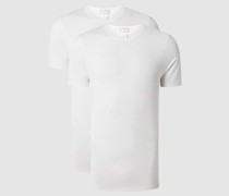 T-Shirt mit Label-Detail im 2er-Pack Modell 'Cotton Essentials'