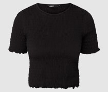 Cropped Shirt mit Stretch-Anteil Modell 'Brooklyn' - gesmokt