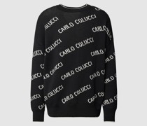Strickpullover mit Allover-Label-Print