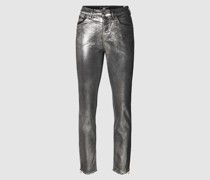 Slim Fit Jeans in Metallic-Optik Modell 'Rich'