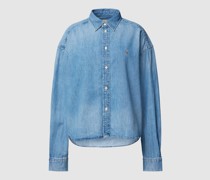 Jeansbluse mit Label-Stitching