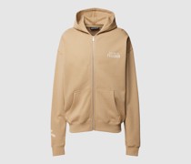 Oversized Sweatjacke mit Label-Print Modell 'Leander'